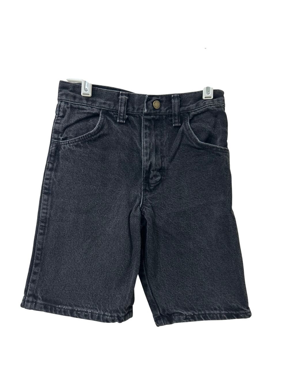 Rustler Vintage Boys Size 10 100% Cotton Black Denim Shorts Y2K Logo